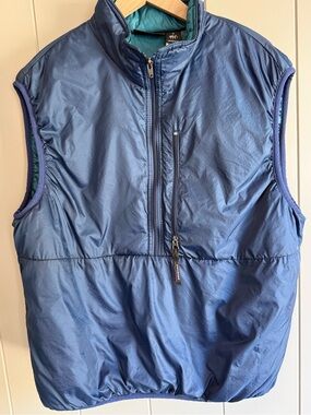 Vtg 90s Patagonia Puffball Vest Pullover 1/2 Zip Puffer Vest Womens M Navy Blue